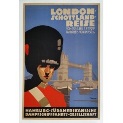 Original vintage poster London Schottland reise Tower bridge Horseguard - Otto ANTON