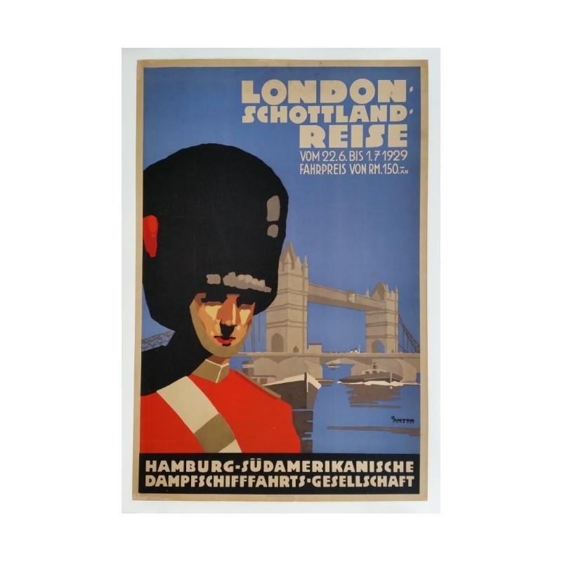 Affiche originale London Schottland reise Tower bridge Horseguard - Otto ANTON