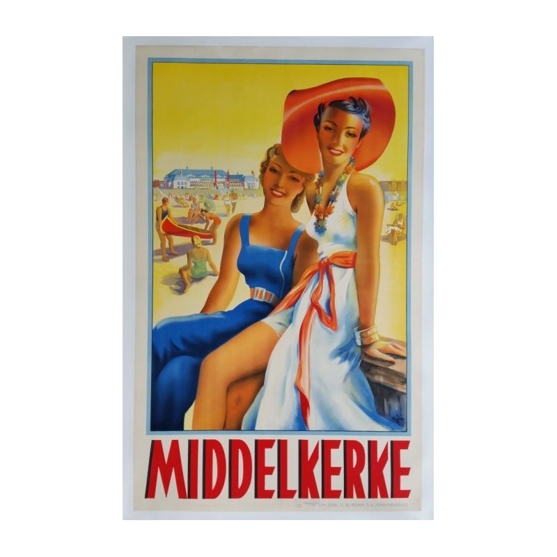 Affiche originale Middelkerke - 1938 - Roger BERMANS