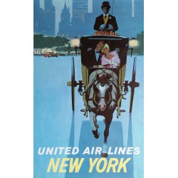 Affiche originale United Air Lines NEW YORK - Stan Galli
