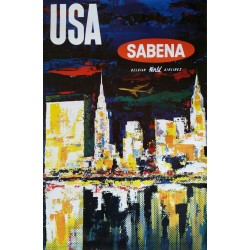 Original vintage poster Sabena USA Manhattan - Gaston Vanden Eynde