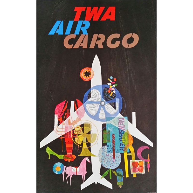Affiche ancienne originale TWA Air Cargo - David Klein