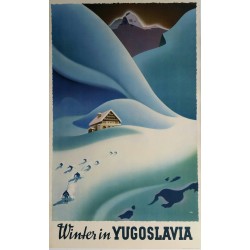 Affiche ancienne originale sport d'hiver Winter in Yugoslavia - Janez Trpin