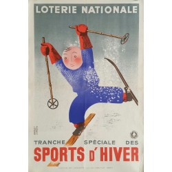 Original vintage poster ski winter sport Loterie Nationale tranche spéciale des sports d'hiver - DEROUET LESACQ
