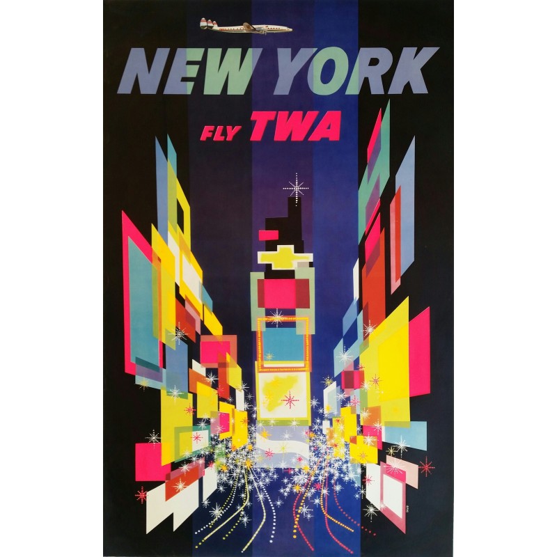 Original vintage travel poster TWA New York - 1956 - David Klein