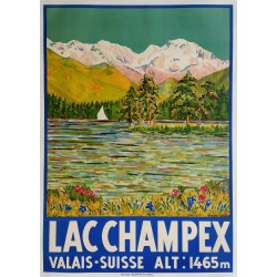 Original vintage poster Lac CHAMPEX Valais Suisse - Marc GASTON
