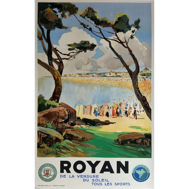 Affiche ancienne originale Royan Chemin de fer de l'état - Lucien PERI