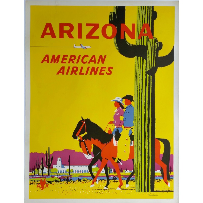 Original vintage travel poster American Airlines Arizona - Fred Ludekens