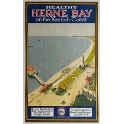 Affiche ancienne originale Southern Railway Herne bay on the kentish coast