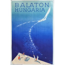 Affiche ancienne originale Balaton Hungarian circa 1936 - Andor Bánhidi