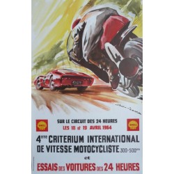 Affiche originale essais des 24 heures du Mans 18 et 19 avril 1964