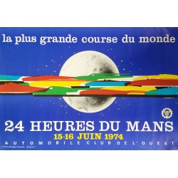 Affiche originale 24 heures du Mans 1974 - J Jacquelin