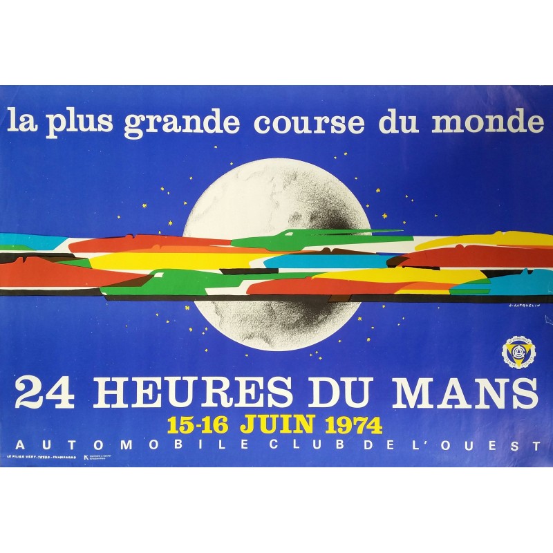Original vintage poster 24 heures du Mans 1974 - J Jacquelin
