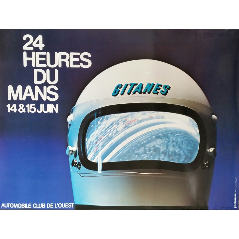 Affiche originale 24 heures du Mans 1975 - JC Rousseau Photo SCHWAGER