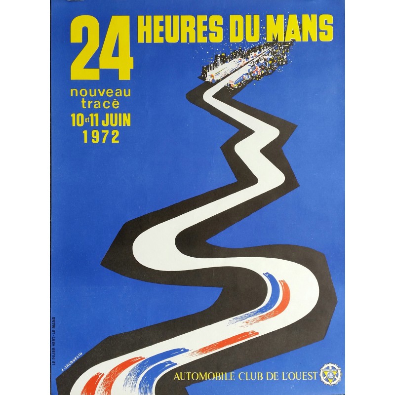 Affiche originale 24 heures du Mans 1972 - J Jacquelin