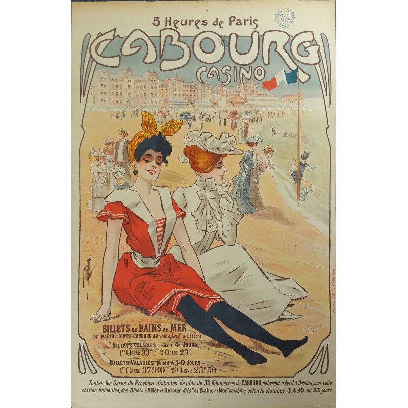 Original vintage poster Cabourg Casino Billets de bains de mer - MISTI