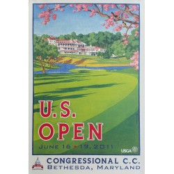 Affiche originale US Open Golf USGA Congressional Bethesda Juin 2011 - Lee Wybranski
