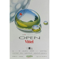 Affiche ancienne originale Golf 6ème Open VITTEL Juin 1991 par COUSIN