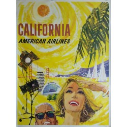 Affiche ancienne originale American Airlines California - BOYLE
