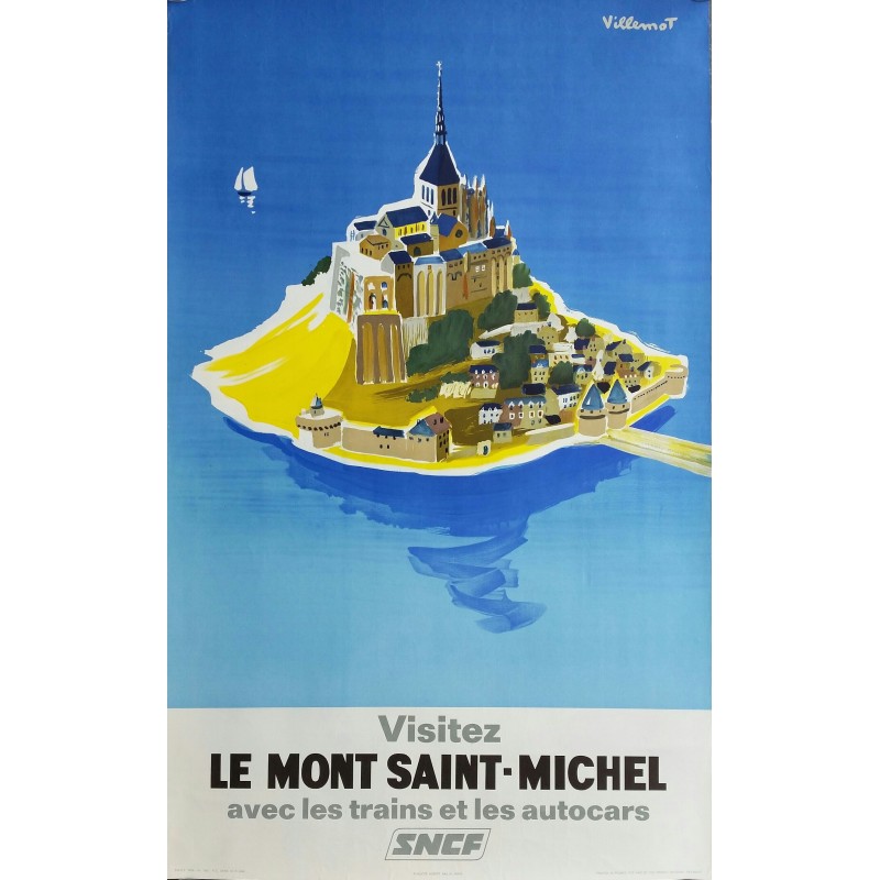Affiche ancienne originale SNCF Visitez le Mont Saint Michel - Bernard Villemot
