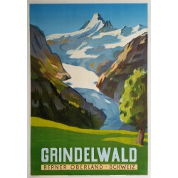 Affiche ancienne originale Grindelwald Berner Oberland Schweiz - JEGERLEHNER Hans Gordon
