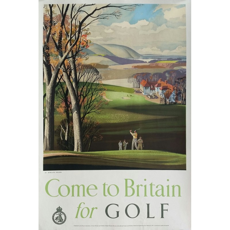 Affiche ancienne originale Come to Britain for golf - Rowland HILDER