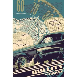 Affiche originale édition limitée variant Bullitt the chase - Matt TAYLOR - Galerie Mondo