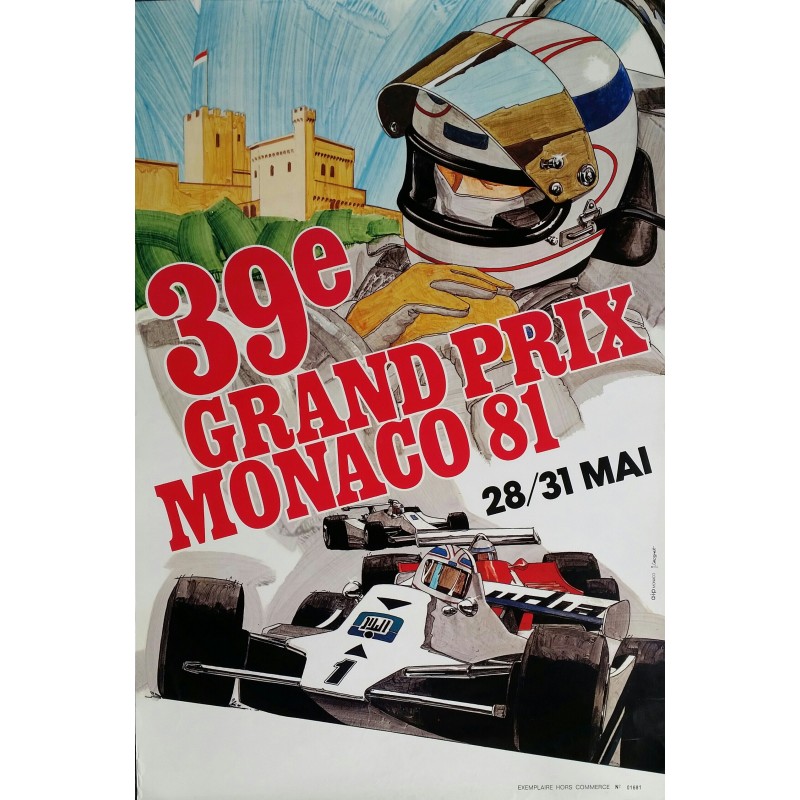 Affiche ancienne originale Grand Prix de Monaco 1981 - J GROGNET
