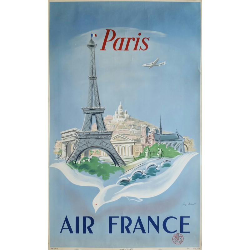 Original vintage poster Air France Paris - Régis MANSET - Ref 668 / P / 4 / 52