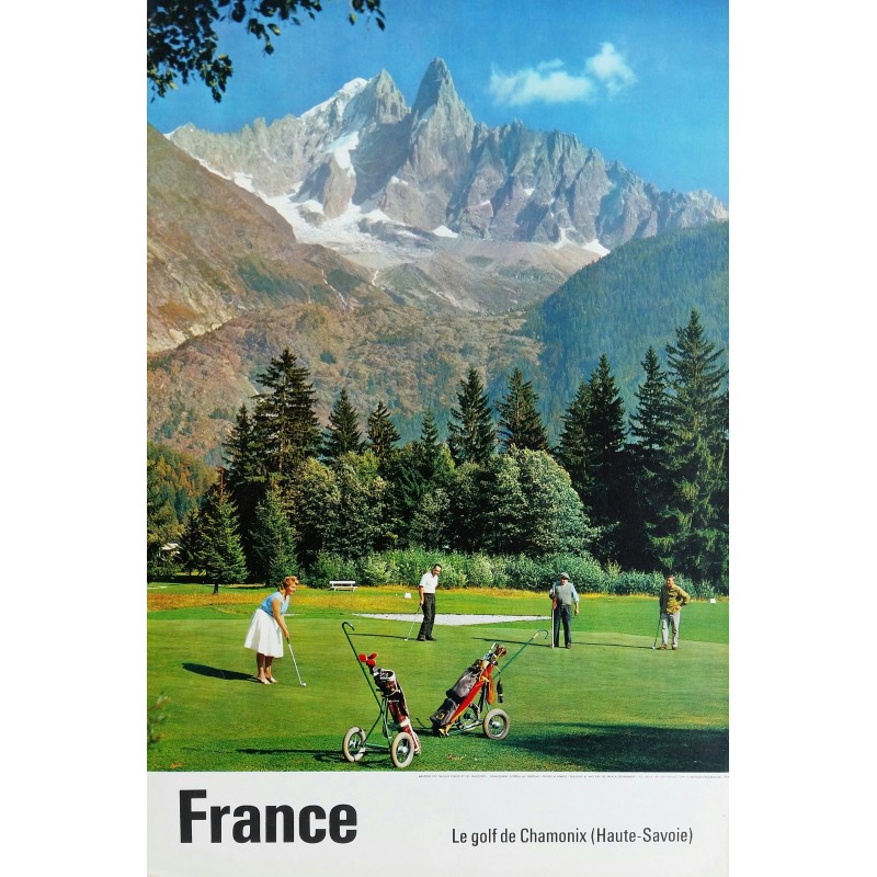 Affiche ancienne originale Le golf de Chamonix (Haute-Savoie)