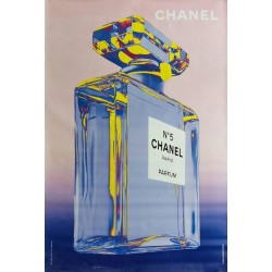 Affiche originale Chanel n° 5 rose et bleu - 170 cms x 120 cms