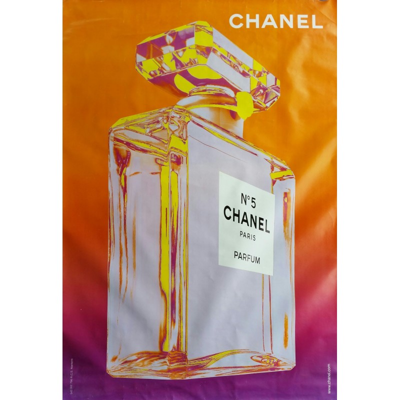 Affiche originale Chanel n° 5 orange et violet - 170 cms x 120 cms