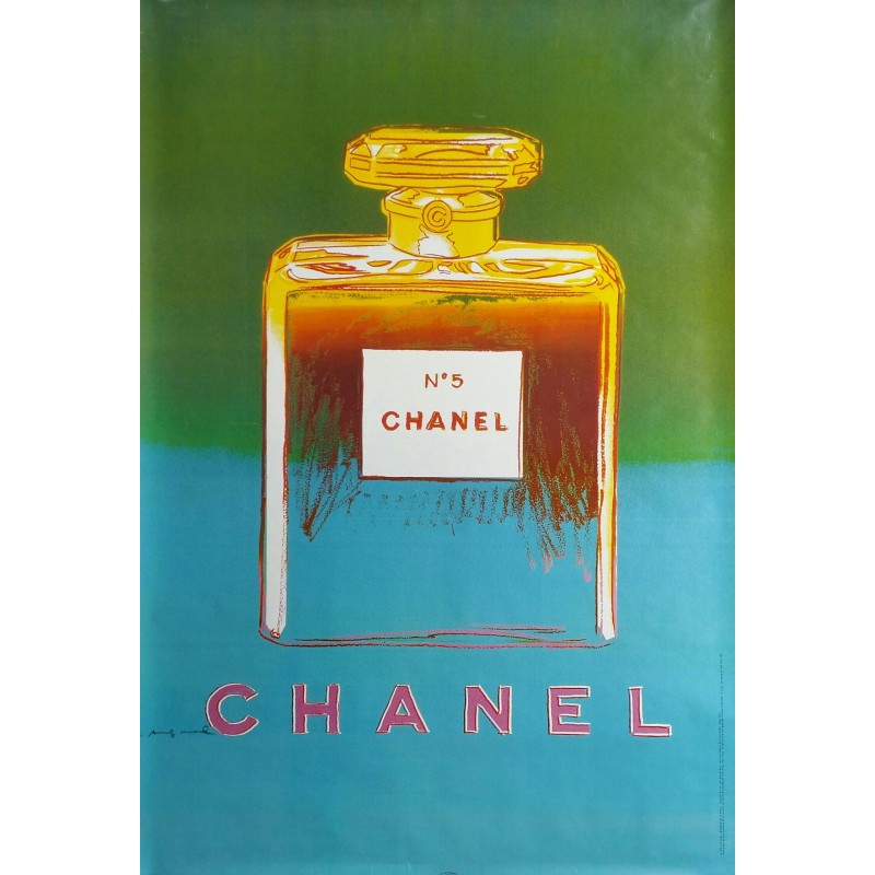 Affiche originale Chanel n° 5 vert et bleu - 170 cms x 120 cms - Andy WARHOL