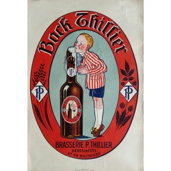Affiche ancienne originale Bière Bock THILLIER Brasserie P. THILLIER