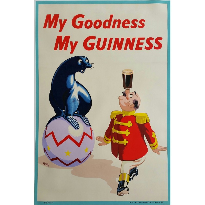 Affiche ancienne originale Bière My Godness my Guinness - WILK