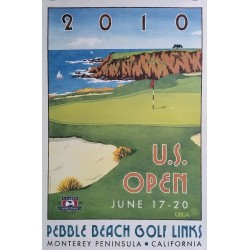 Affiche originale US Open USGA Peeble Beach Golf Links June 17-20 2010 - Lee Wybranski