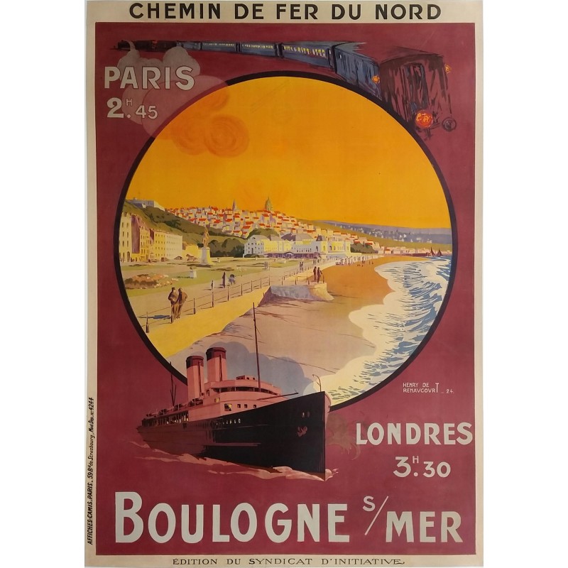 Original vintage poster Boulogne sur Mer Chemin de fer du Nord - Henry DE RENAUCOURT