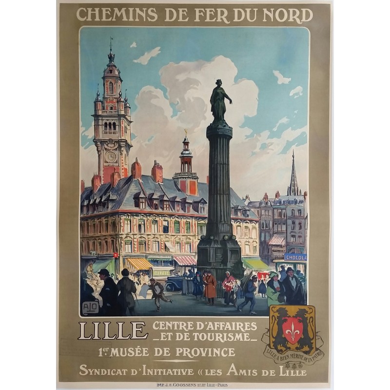Original vintage poster Chemin de fer du Nord  LILLE  Centre d'affaires et de tourisme - ALO