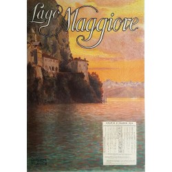 Affiche ancienne originale Lago Maggiore 1910 - Off d Arti Grafiche Chiattone Milano