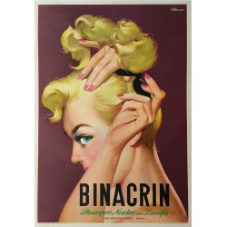 Affiche ancienne originale BINACRIN Shampoo - Franco MOSCA