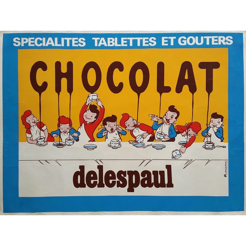 Affiche ancienne originale Chocolat DELESPAUL Spécialités Tablettes et Goûters