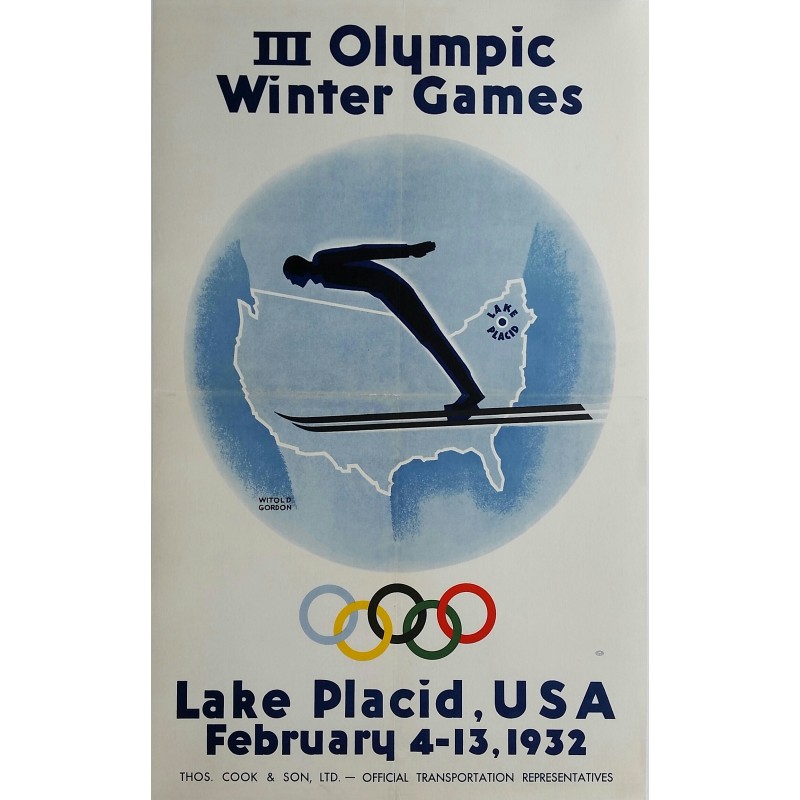 Original vintage poster III Olympic Winter games Lake Placid 1932 - Wiltod GORDON