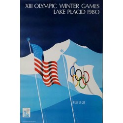 Affiche ancienne originale XIII Olympic Winter games Lake Placid 1980 - WHITNEY Robert W.