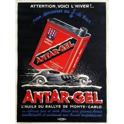 Original vintage poster Antar-Gel L'huile du rallye de Monte-Carlo