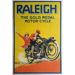 Original vintage motorcycle poster RALEIGH The gold medal Motor-Cycle  - S.W. LEFEAUX