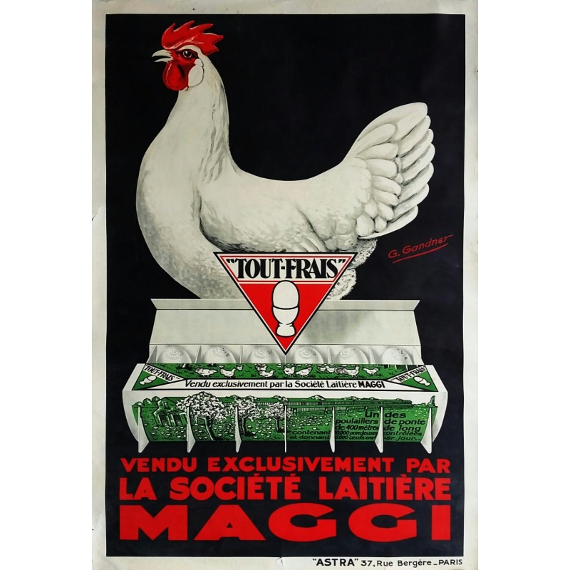 Original vintage poster Oeufs Tout Frais Société Laitière MAGGI - GANDNER