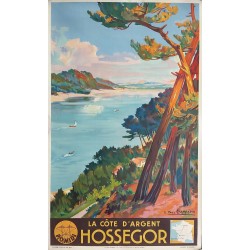 Affiche ancienne originale Hossegor, la côte d'argent - Pays basque - E PAUL CHAMPSEIX