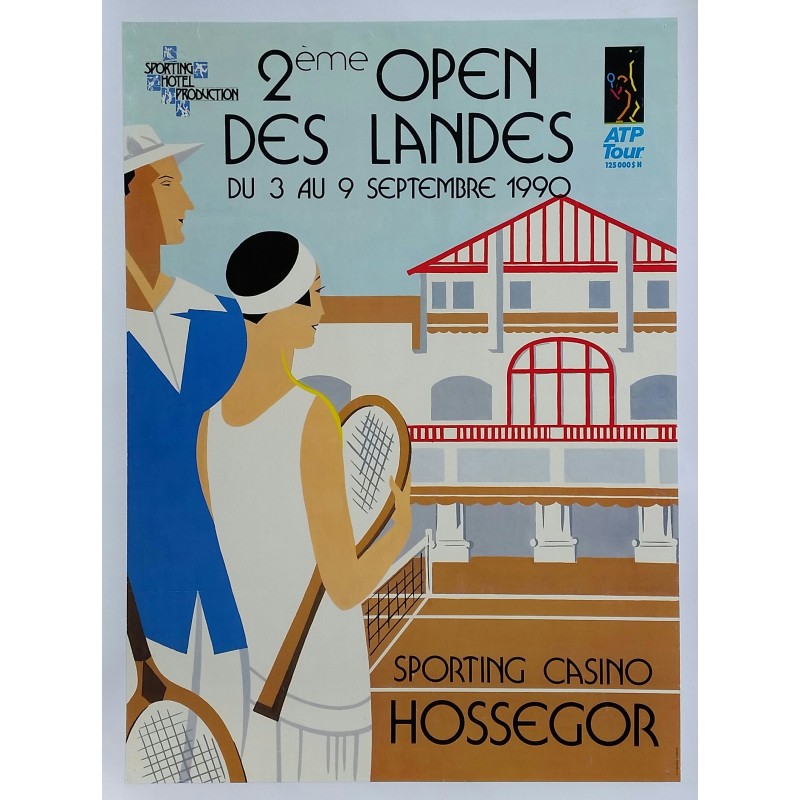 Original vintage poster Tennis ATP Tour Sporting Casino Hossegor 2ème open des Landes 1990