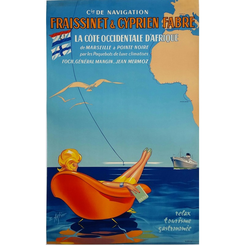 Affiche ancienne originale Fraissinet et Cyprien Fabre Relax Tourisme Gastronomie - E ASTIER