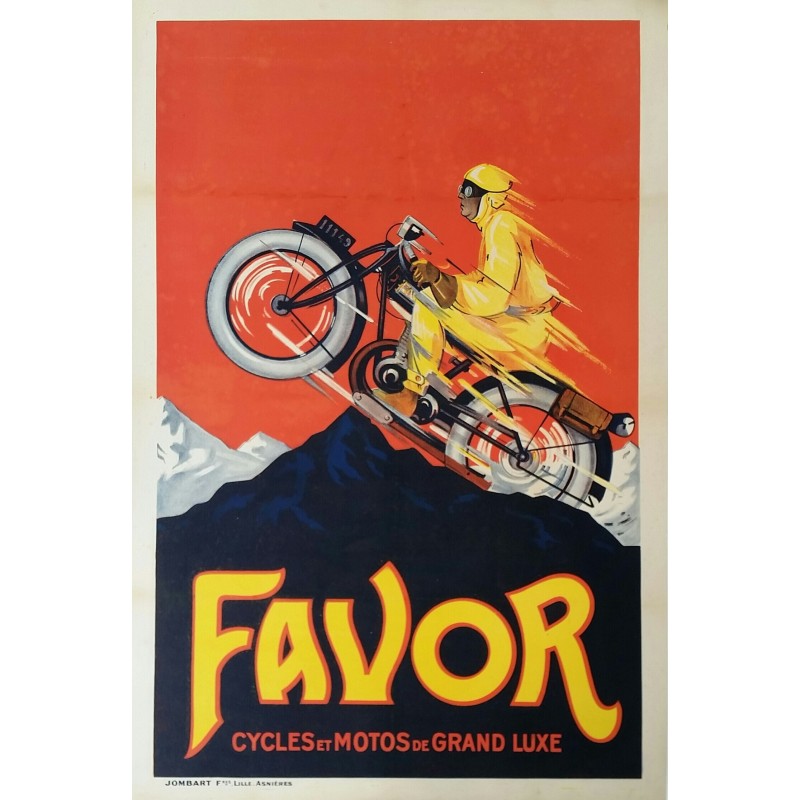 Affiche ancienne originale Favor Cycles et Motos de Grand Luxe